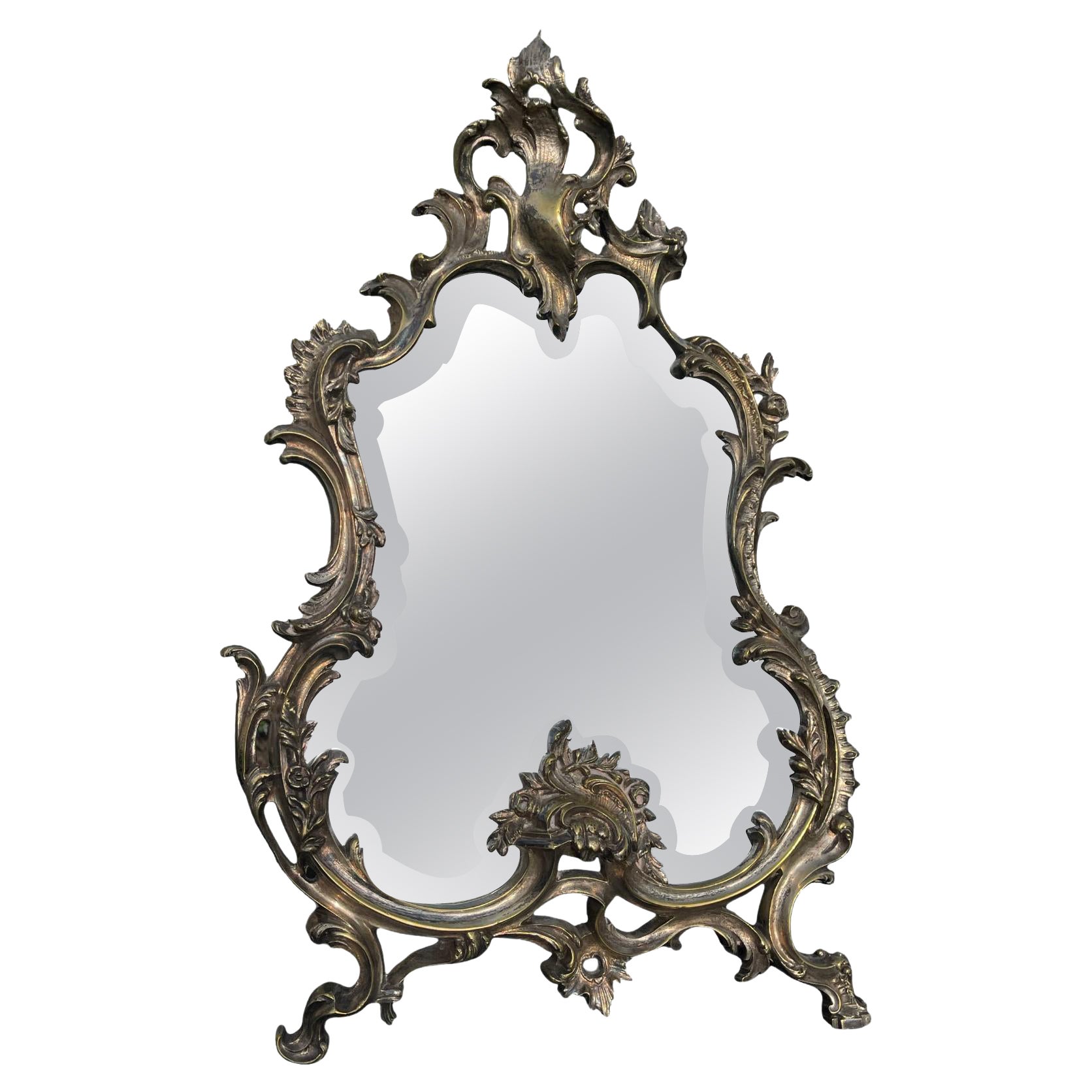 Miroir argenté de style Louis XV