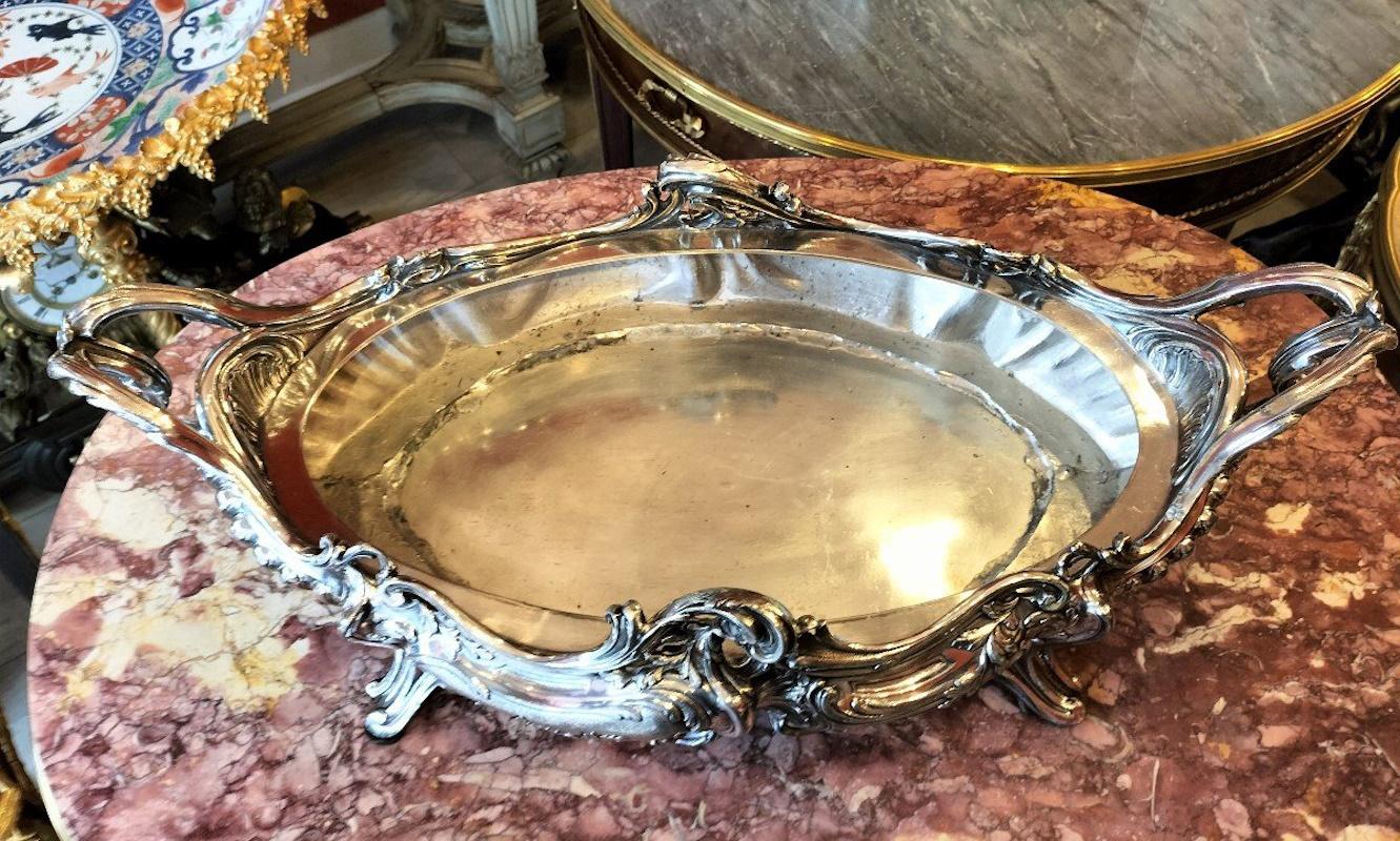 Louis XV Style Silver Plated Bronze Jardinière, 19th Century. For Sale 4