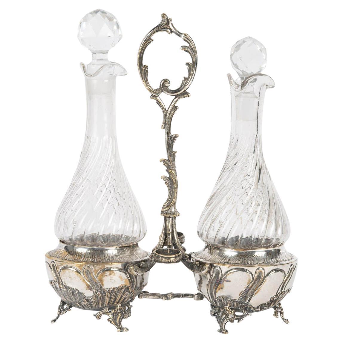 Louis XV Style Silver Plated Oil and Vinegar.