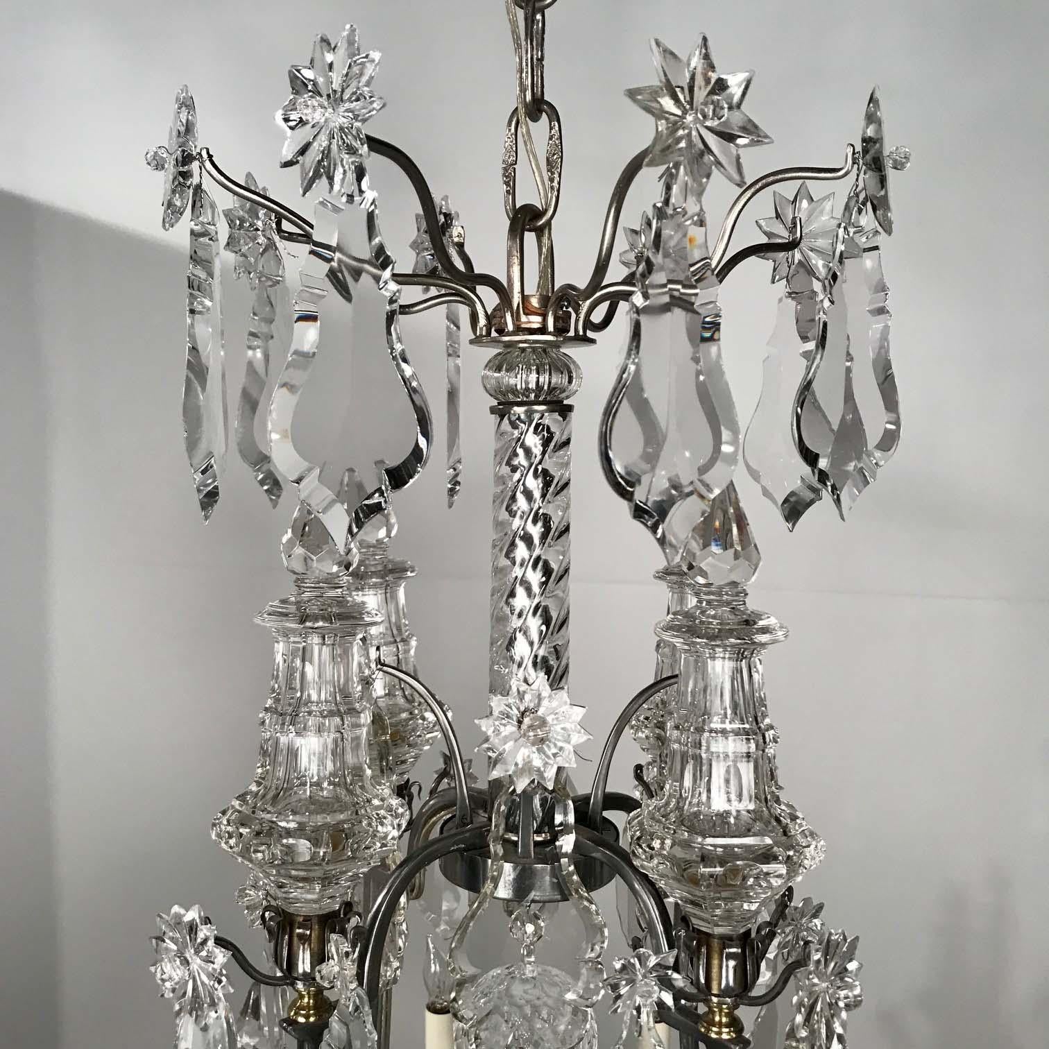 Louis XV Style Silvered Bronze and Crystal Chandelier For Sale 5