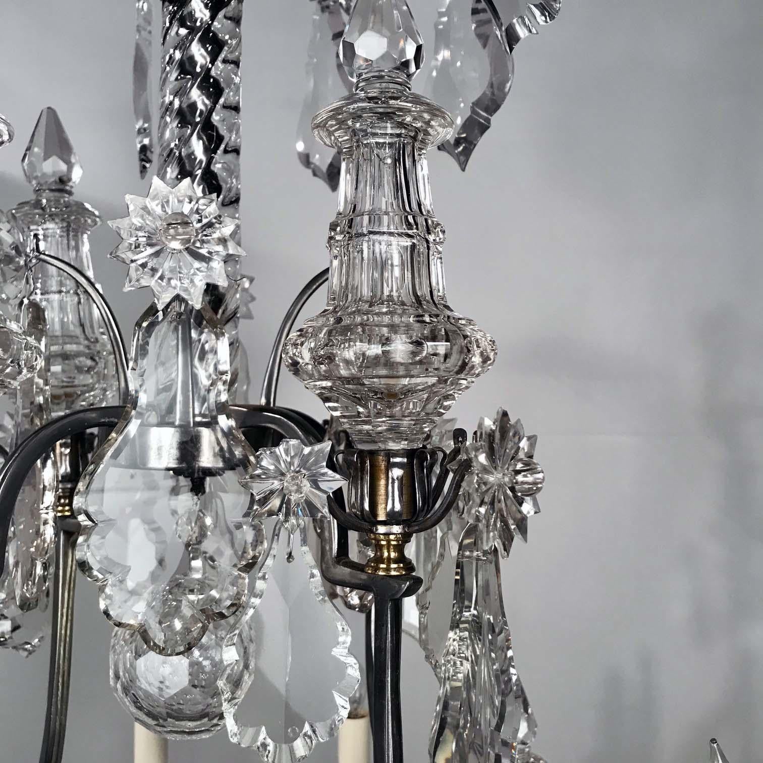 Louis XV Style Silvered Bronze and Crystal Chandelier For Sale 7