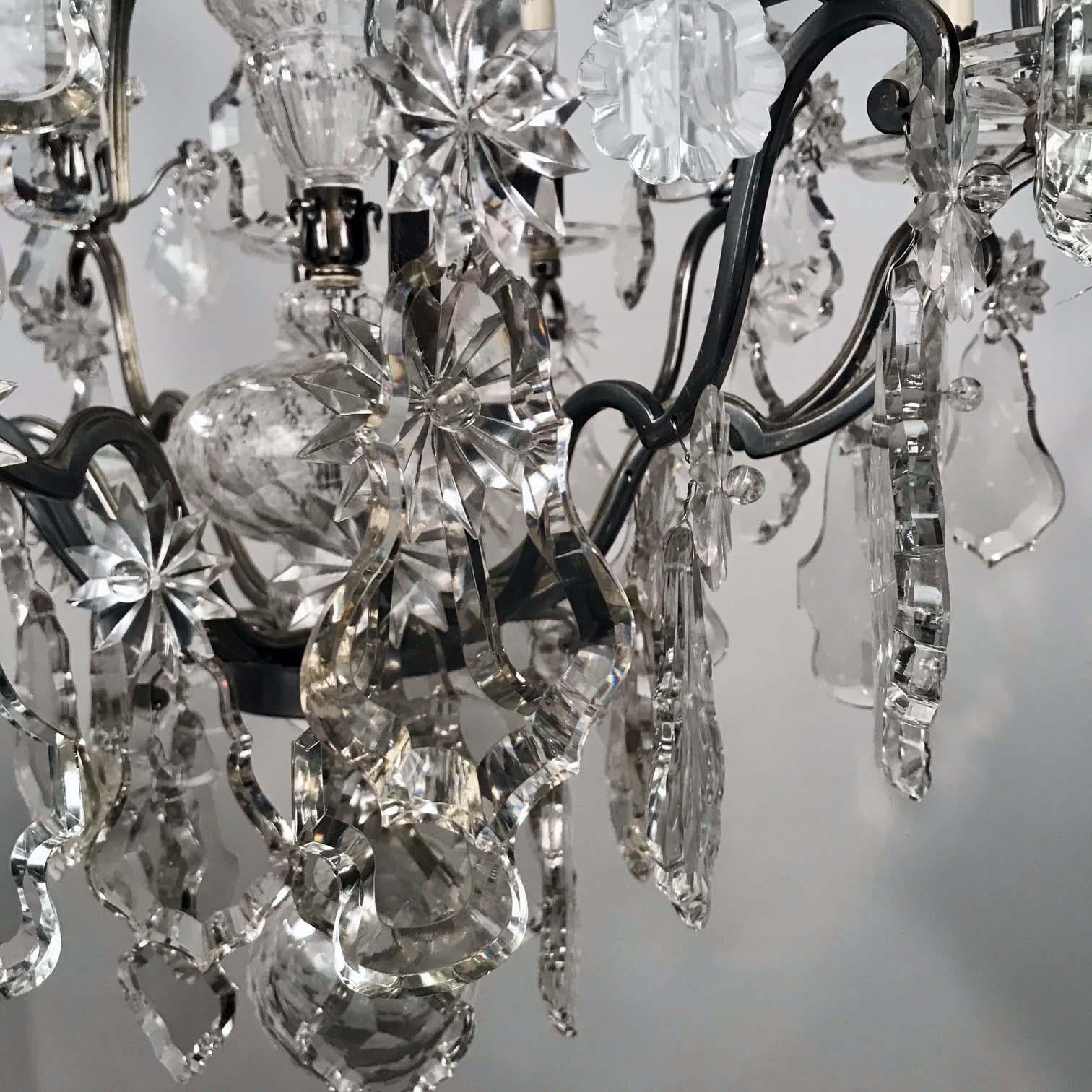 Louis XV Style Silvered Bronze and Crystal Chandelier For Sale 8
