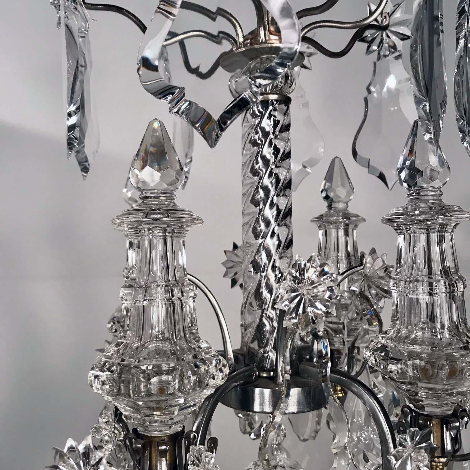 Louis XV Style Silvered Bronze and Crystal Chandelier For Sale 9