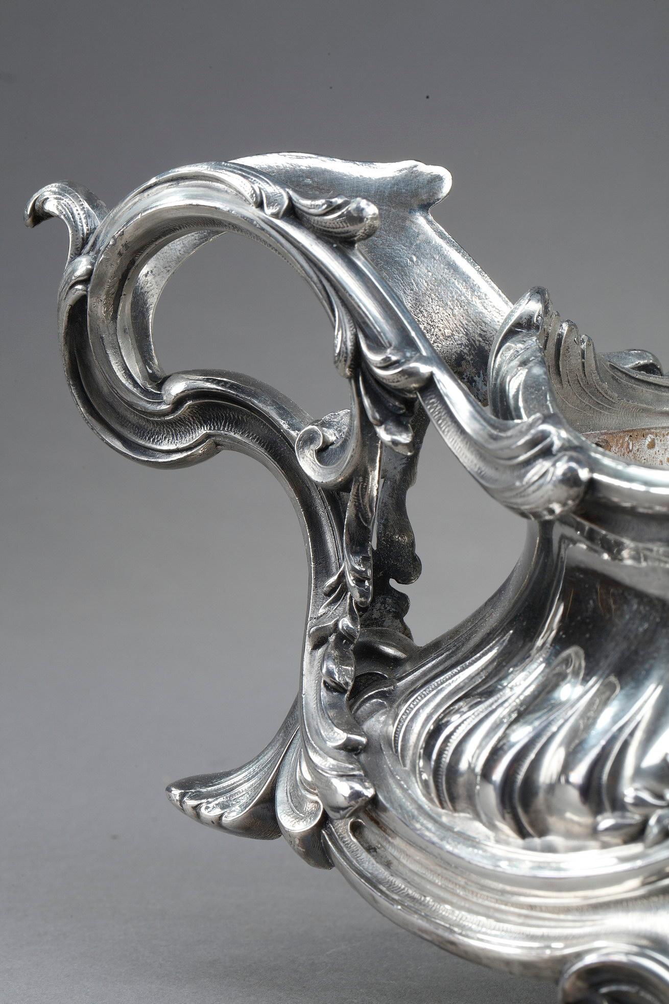 Louis XV Style Silvered Bronze Centerpiece, Napoleon III Period For Sale 6