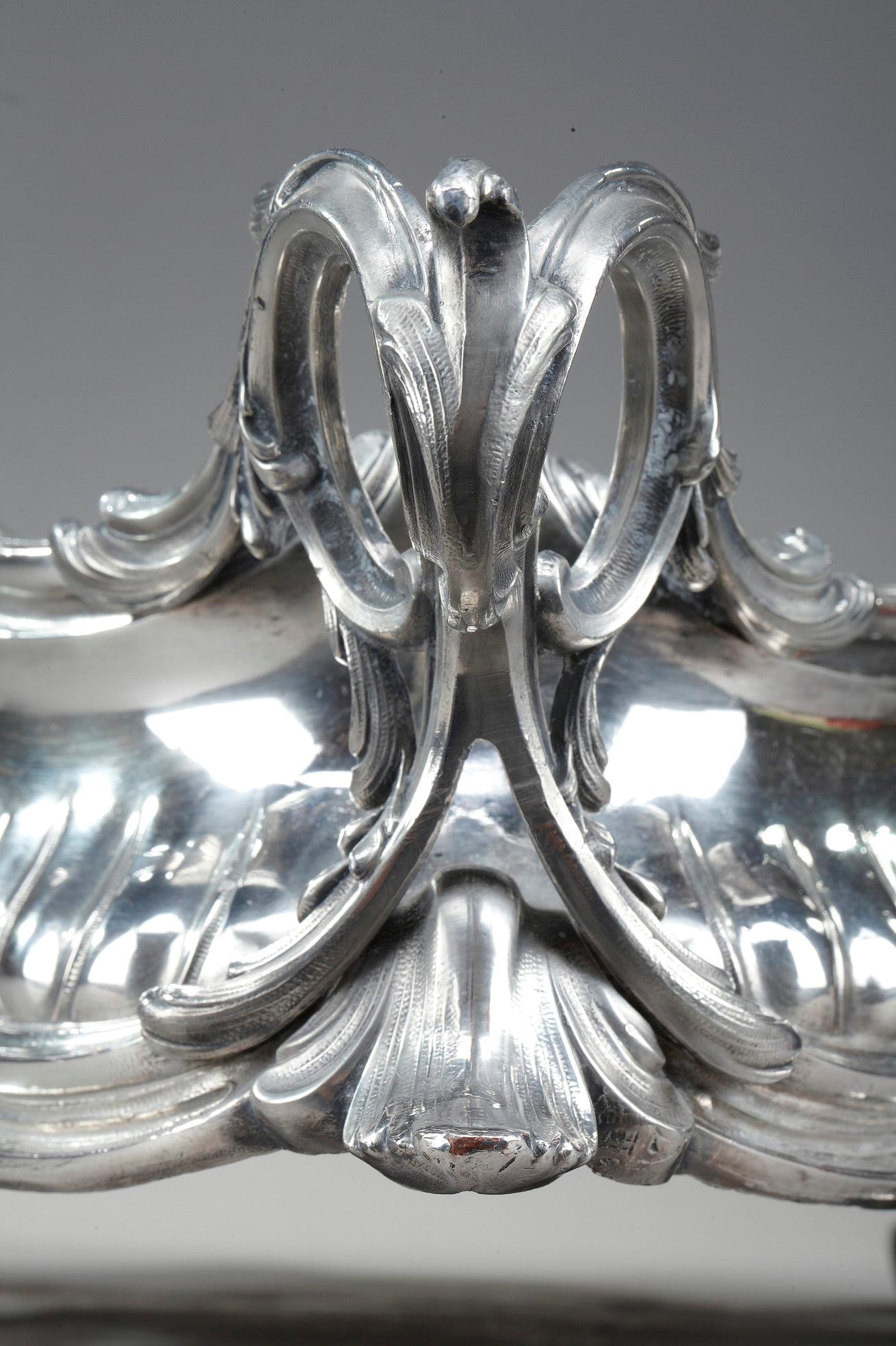Louis XV Style Silvered Bronze Centerpiece, Napoleon III Period For Sale 10