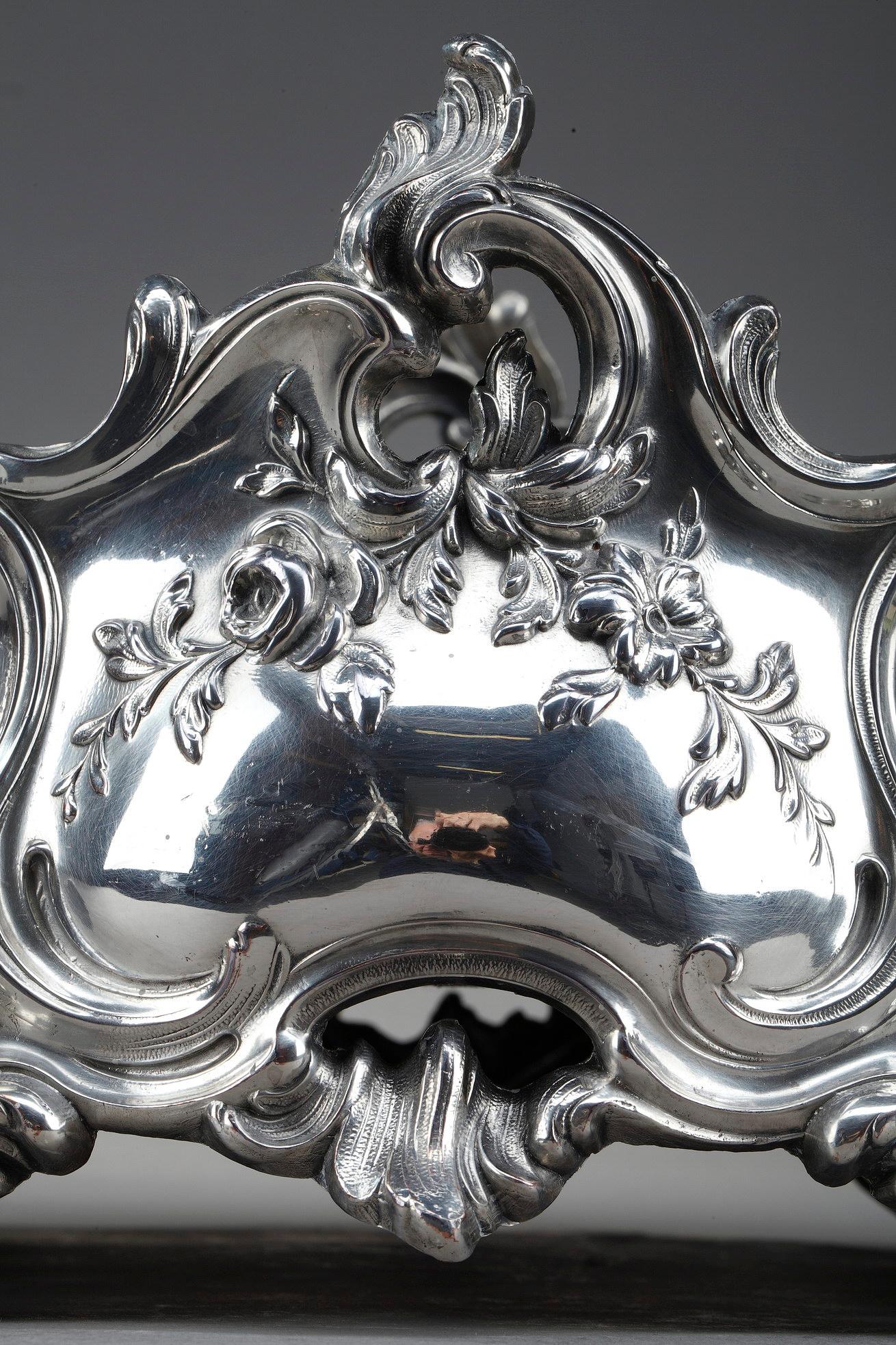 Louis XV Style Silvered Bronze Centerpiece, Napoleon III Period For Sale 4