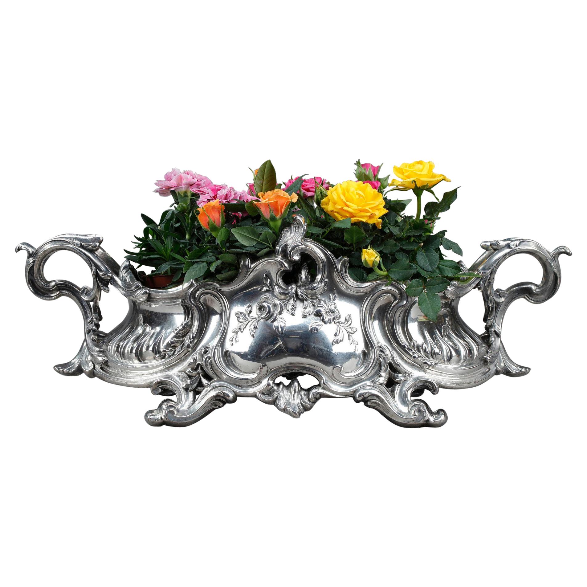 Louis XV Style Silvered Bronze Centerpiece, Napoleon III Period For Sale