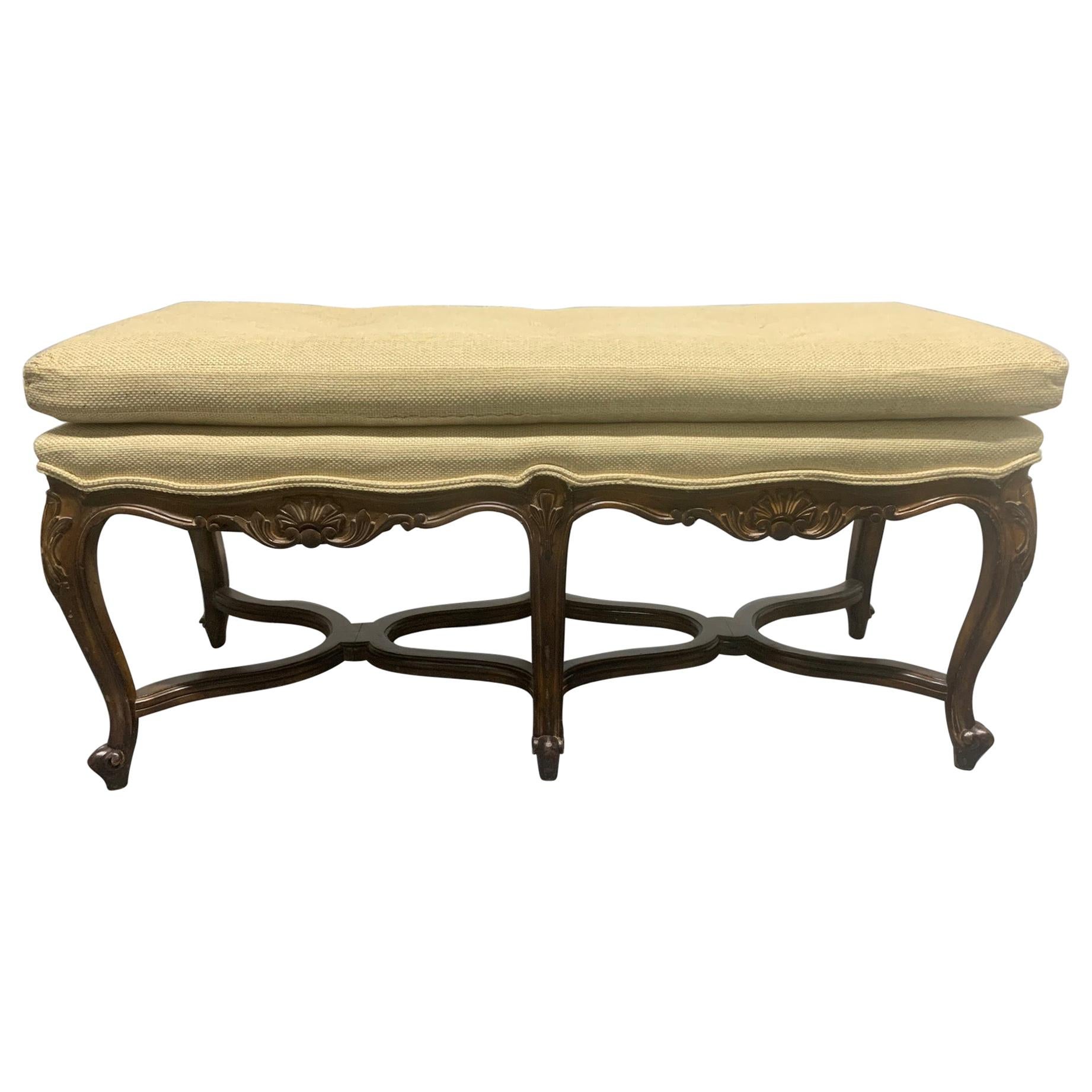 Diamond Tufted Lucite Leg BenchPowder Room and Dressing Room at