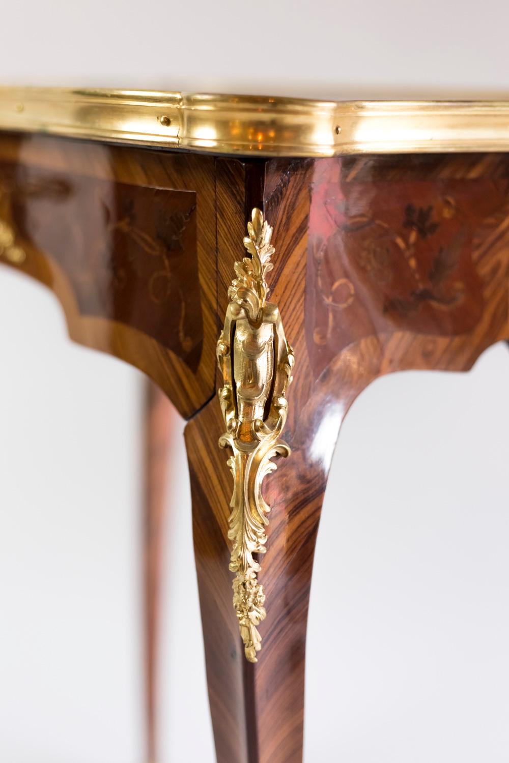 Late 19th Century Louis XV Style Small Table in Marquetry, circa 1880
