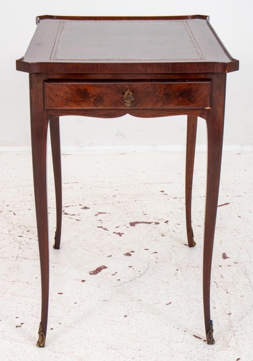 Louis XV / XVI transitional style leather topped mahogany veneered small writing table or 
