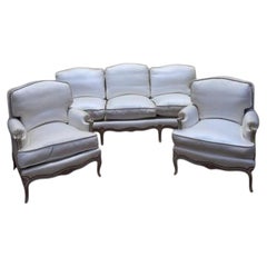 Louis XV style sofa and pair of armchairs