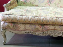 Early 1900s Painted Carved French Louis XV Style Settee Sofa Couch