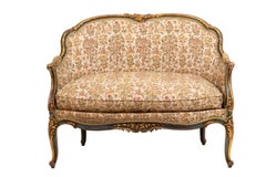Louis XV Style Sofa in Green Lacquer and Giltwood, circa 1880