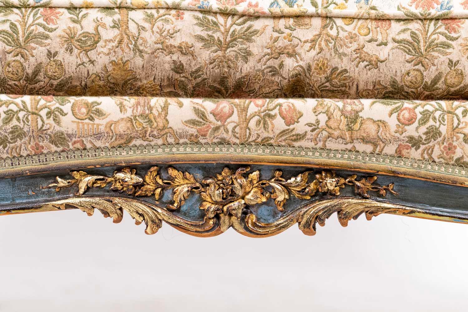 Louis XV Style Sofa in Green Lacquer and Giltwood, circa 1880 1