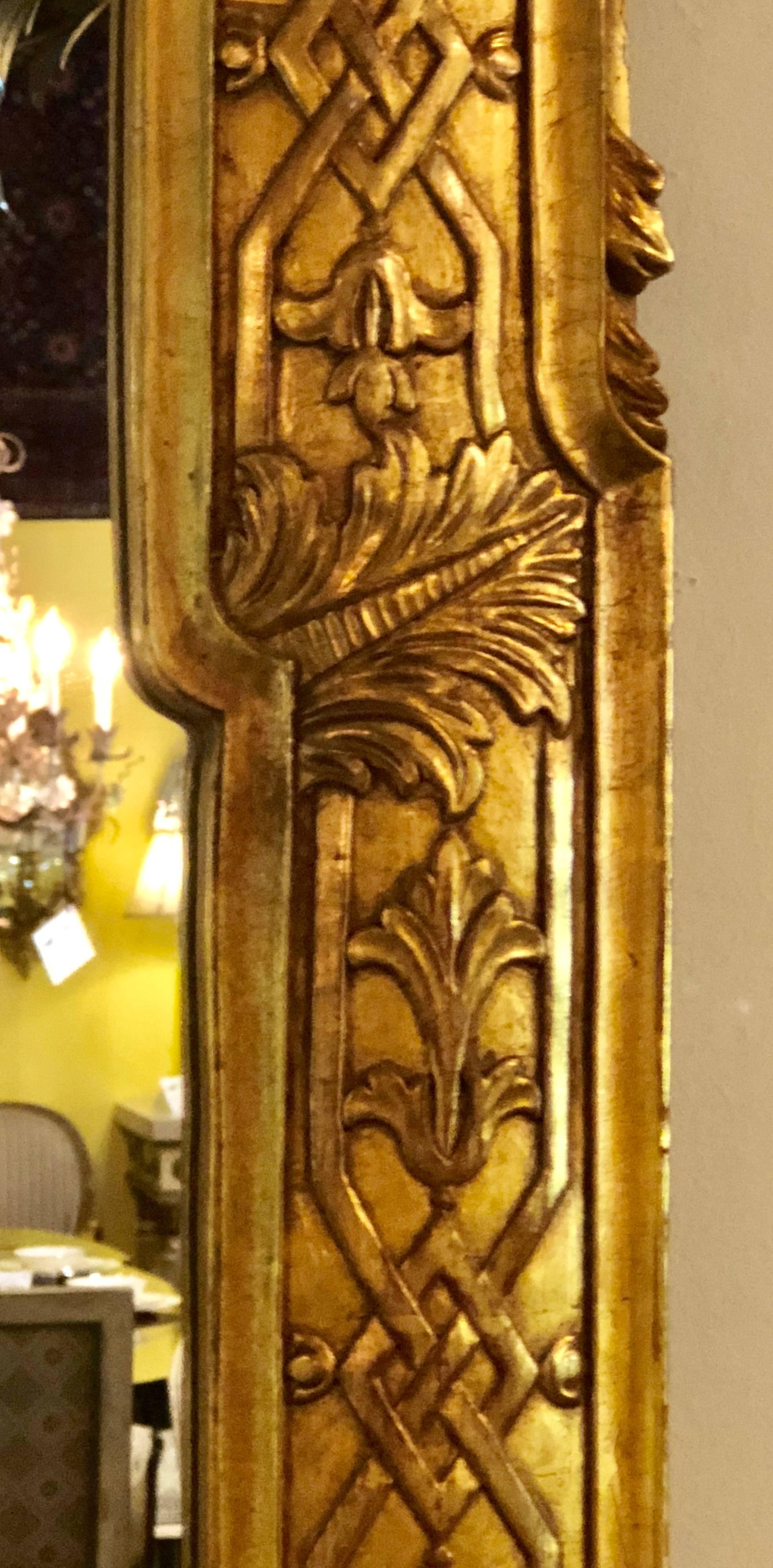 Louis XV Style Solid Gilt Wooden Wall or Console Pier Mirror 9