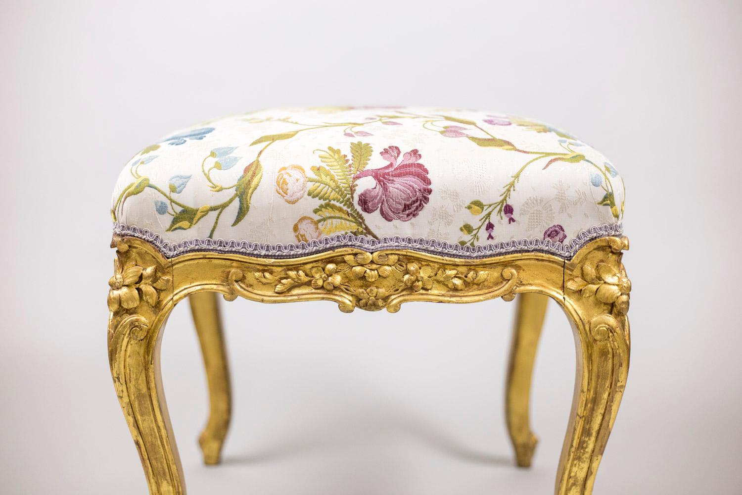 Louis XV Style Stool in Giltwood, circa 1880 In Good Condition In Saint-Ouen, FR