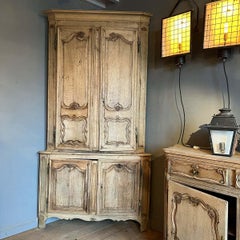 Louis XV Style Stripped Oak Corner Cabinet