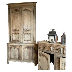 Used Louis XV Style Stripped Oak Corner Cabinet