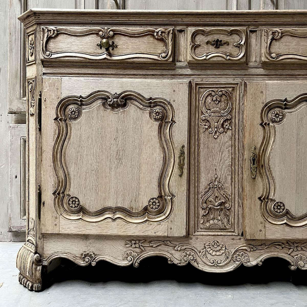 Belgian Louis XV style stripped oak Liège sideboard For Sale