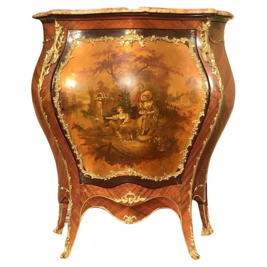 Louis XV Style Support Cabinet Domed Marquetry, Martin Varnish and Gilt Bronze For Sale
