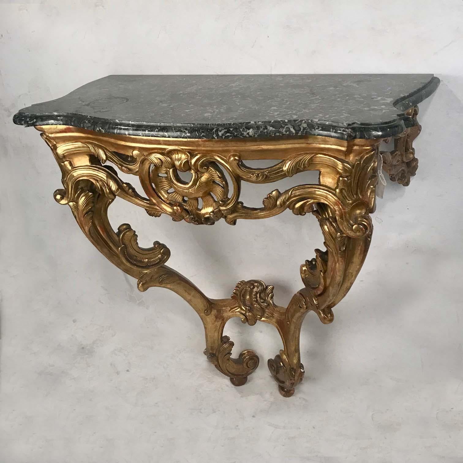 French Louis XV Style Table a Console with Marble Top For Sale
