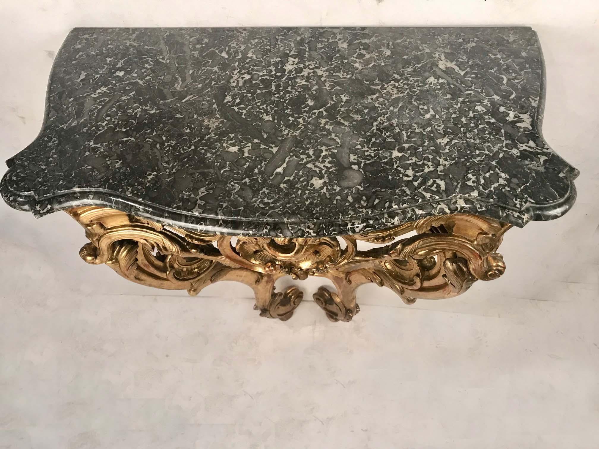Tisch im Louis-XV-Stil, Konsole mit Marmorplatte im Angebot 2