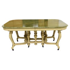 Louis XV Style Table with Leaves, Painted and Faux Marble Top