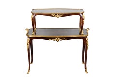 Louis XV Style Tea Table in Mahogany with Two Trays, circa 1900