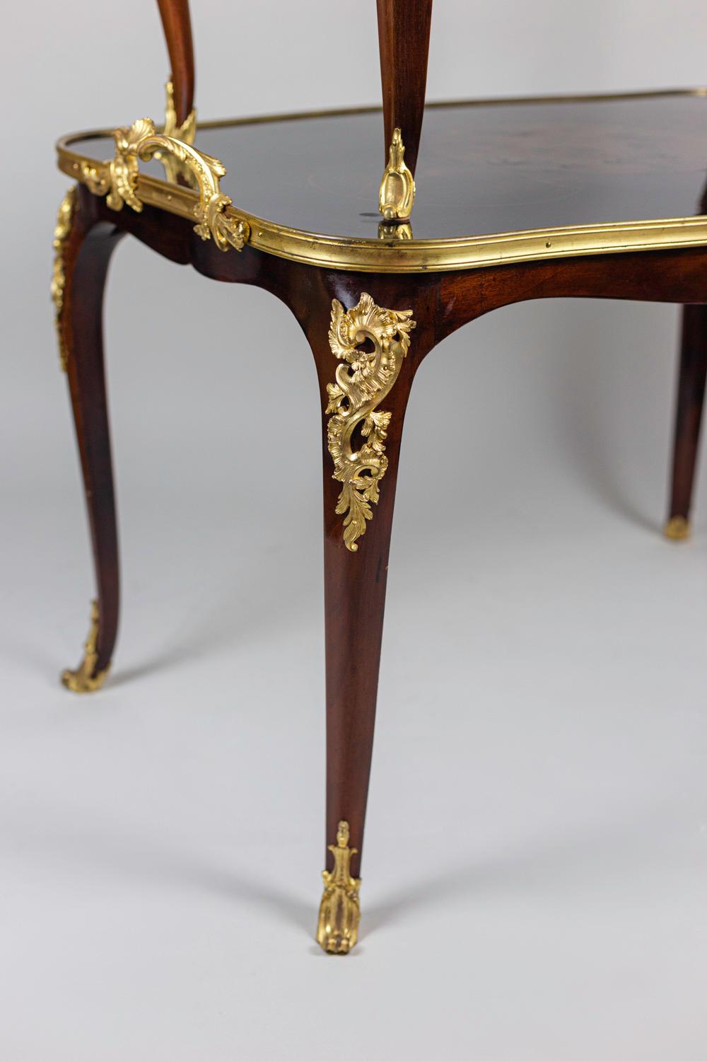 Louis XV Style Tea Table in Mahogany with Two Trays, circa 1900 For Sale 3