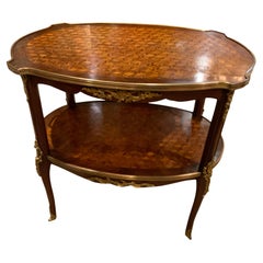 Louis XV Style Tea Table Two Tier with Parquetry Inlay