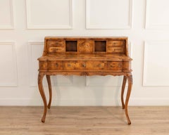 Louis XV Style Tiered Desk In Burr Walnut, 19th Century