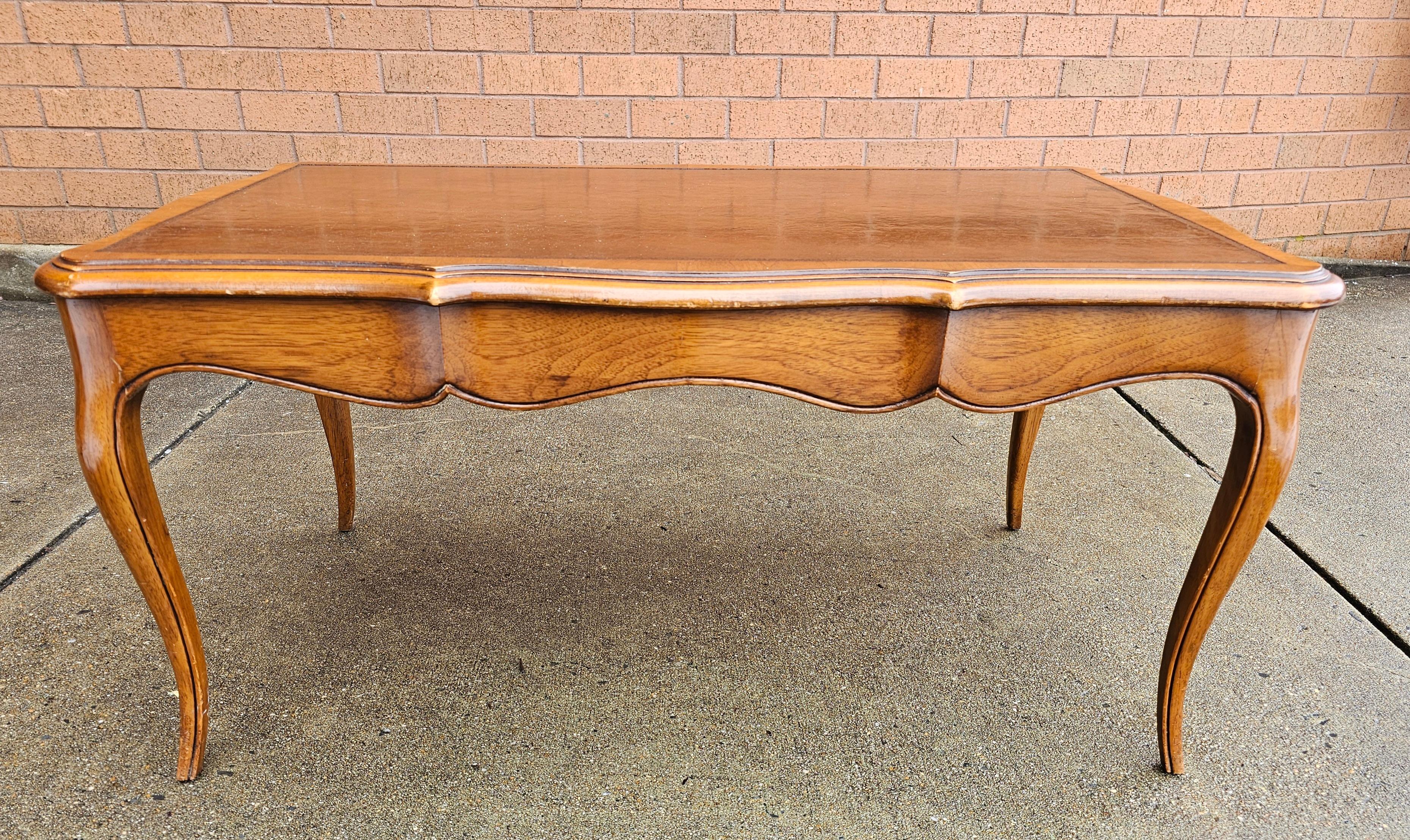 Other W & J Sloane Louis XV Style Tooled Leather Inset Top Walnut Coffee Table For Sale