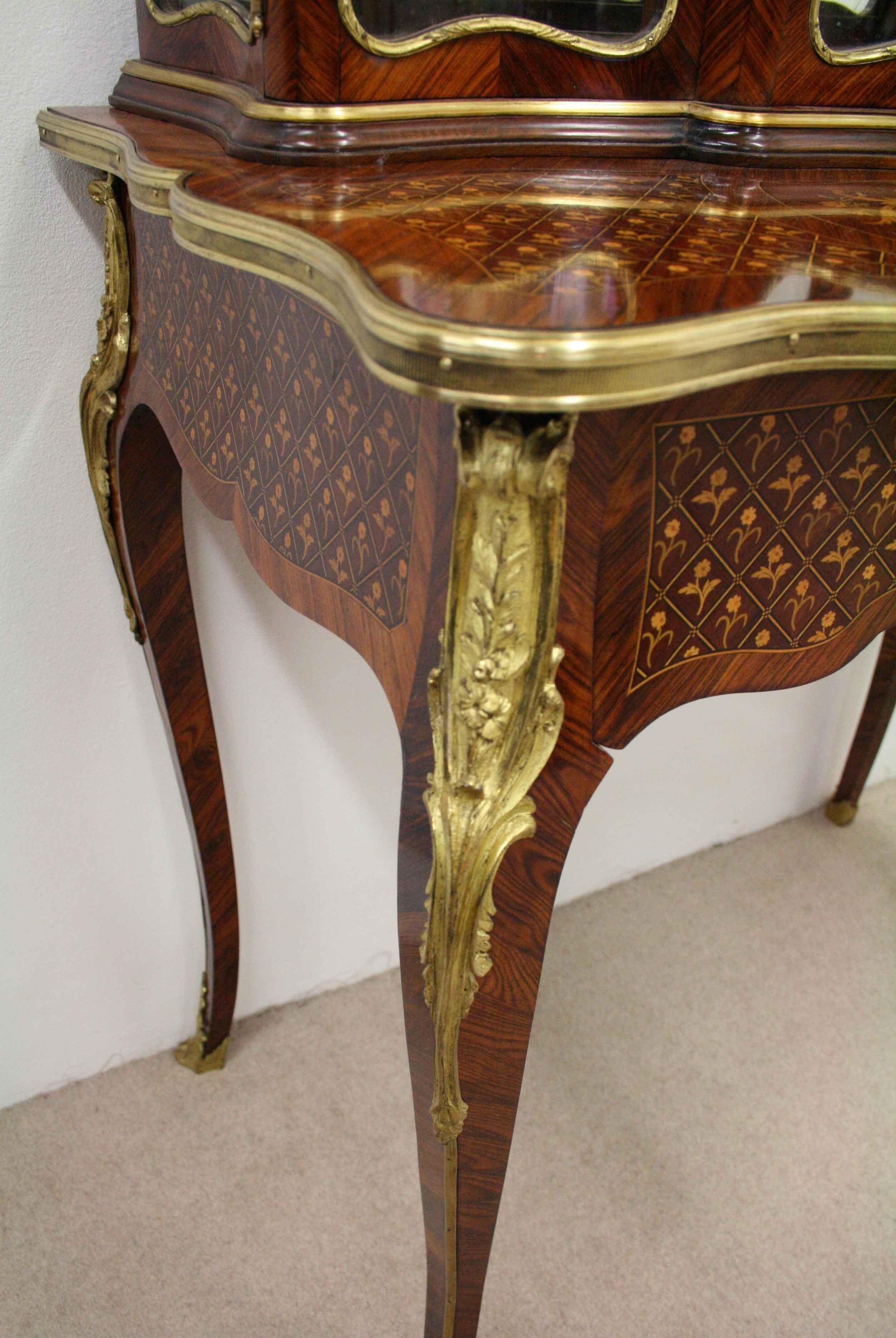 Louis XV Style Tulipwood, Kingwood and Marquetry Bonheur de Jour For Sale 6