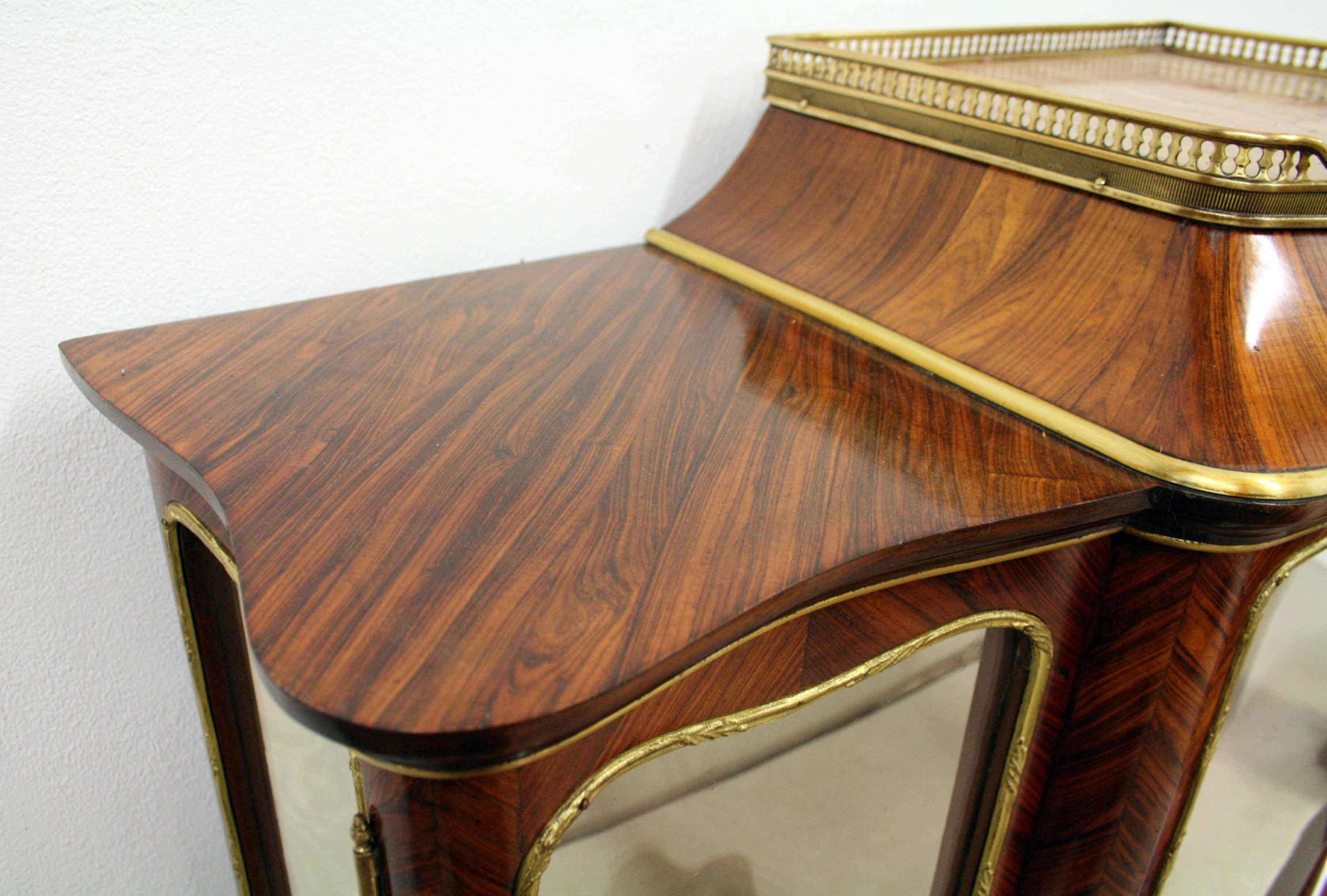 19th Century Louis XV Style Tulipwood, Kingwood and Marquetry Bonheur de Jour For Sale