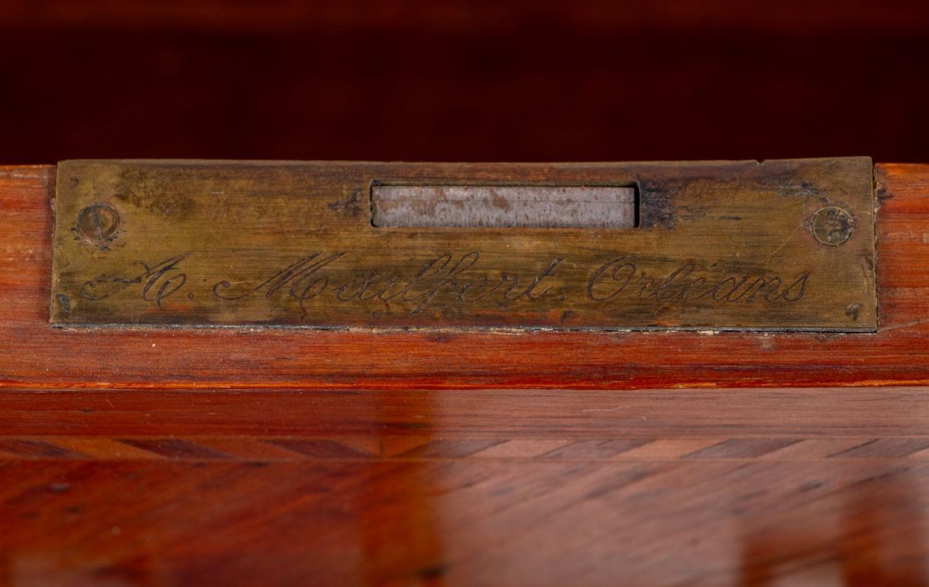 19th Century Louis XV Style Tulipwood Rouge Marble Top Commode For Sale