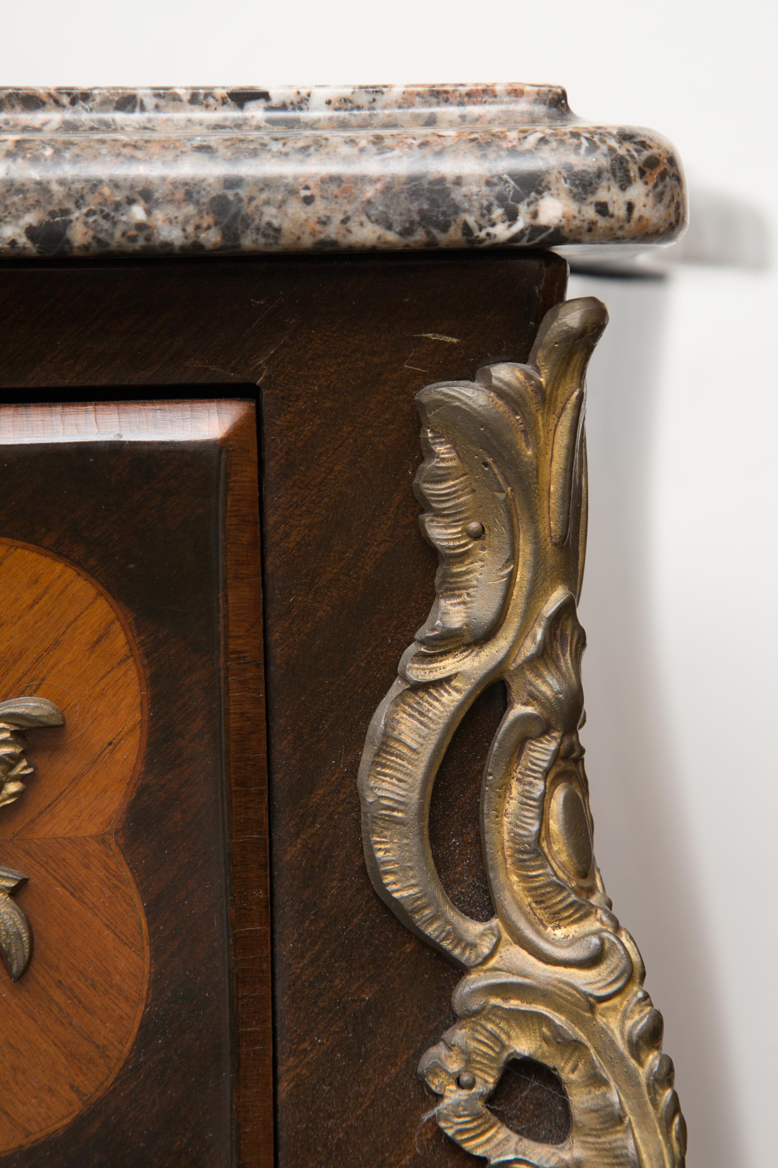 Louis XV Style Two-Drawer Commode with Varigated Marble Top 4