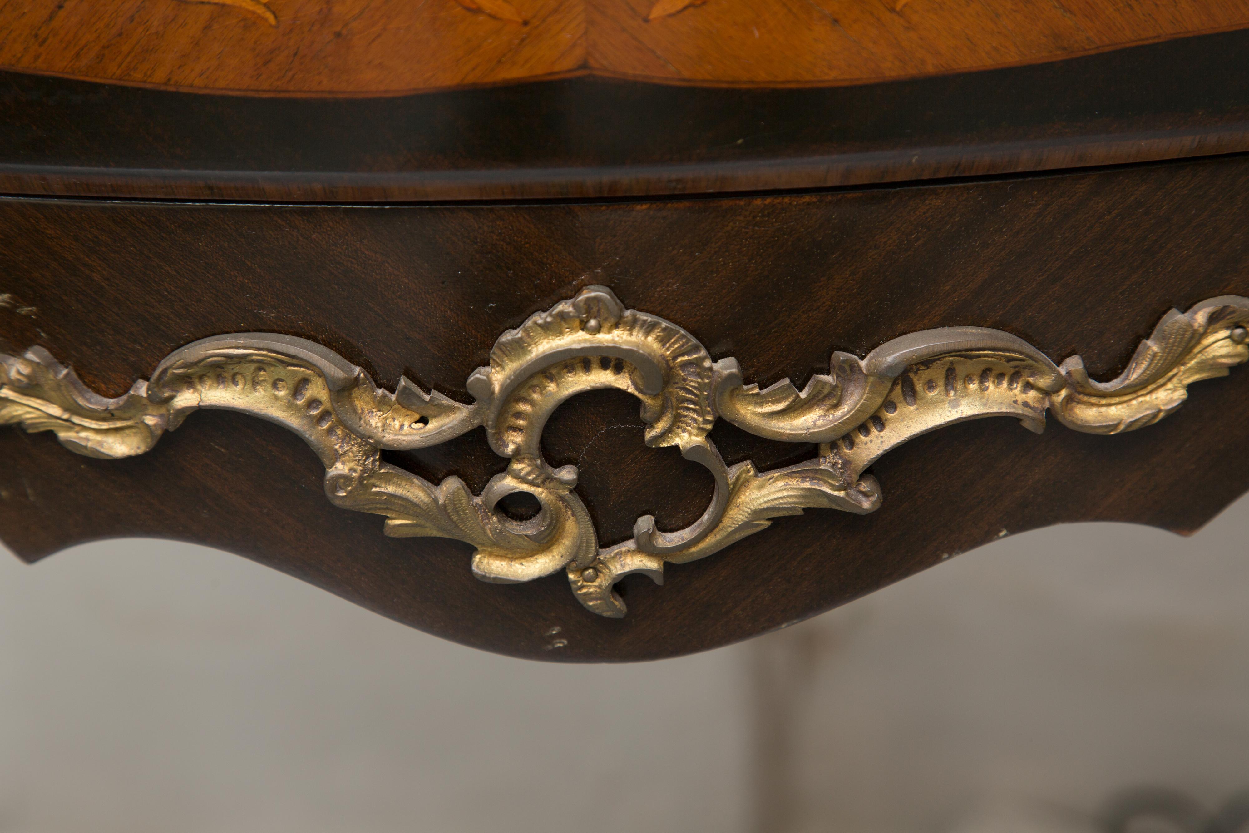 20th Century Louis XV Style Two-Drawer Commode with Varigated Marble Top