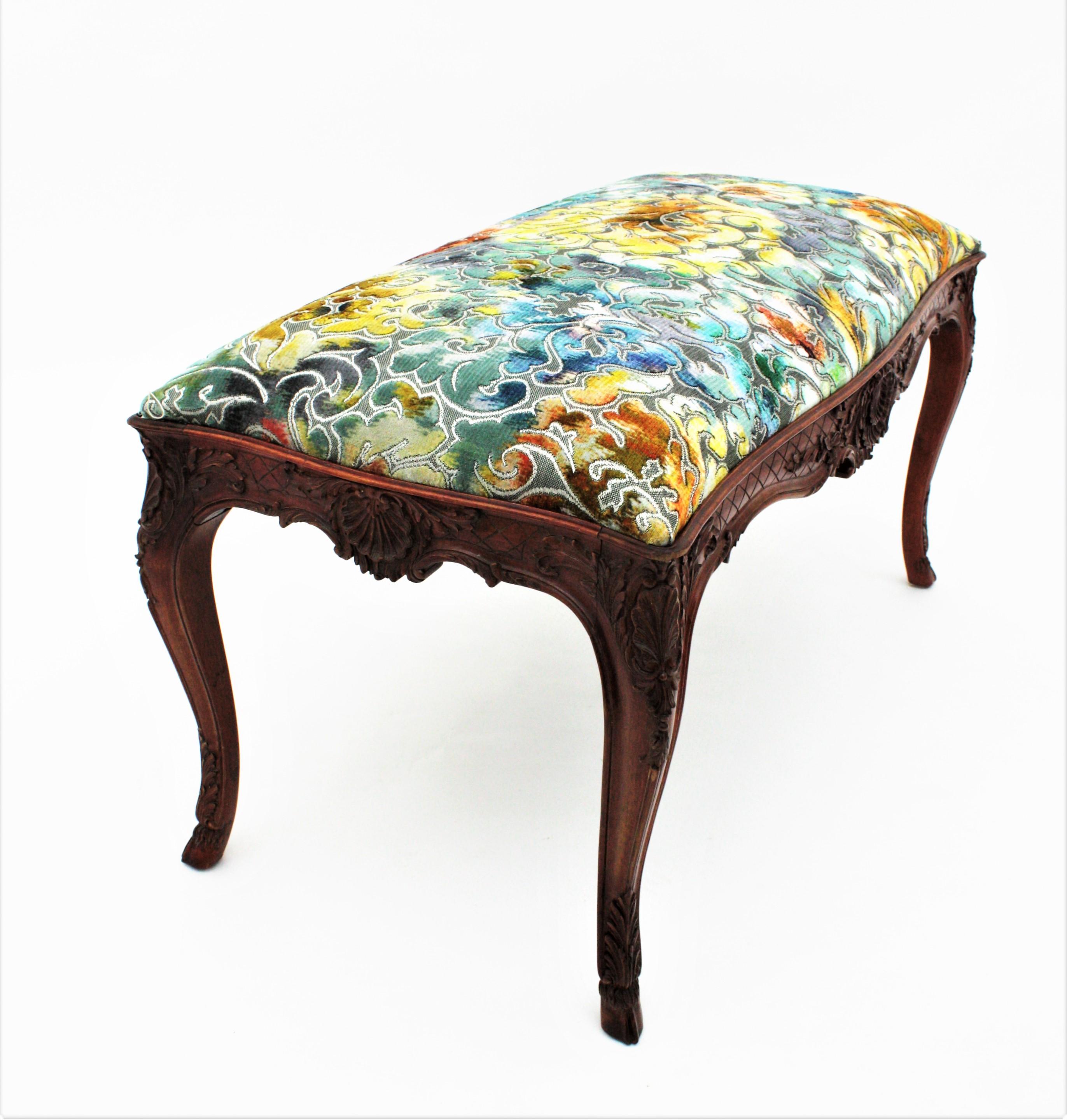 Louis XV Style Upholstered Bench For Sale 3