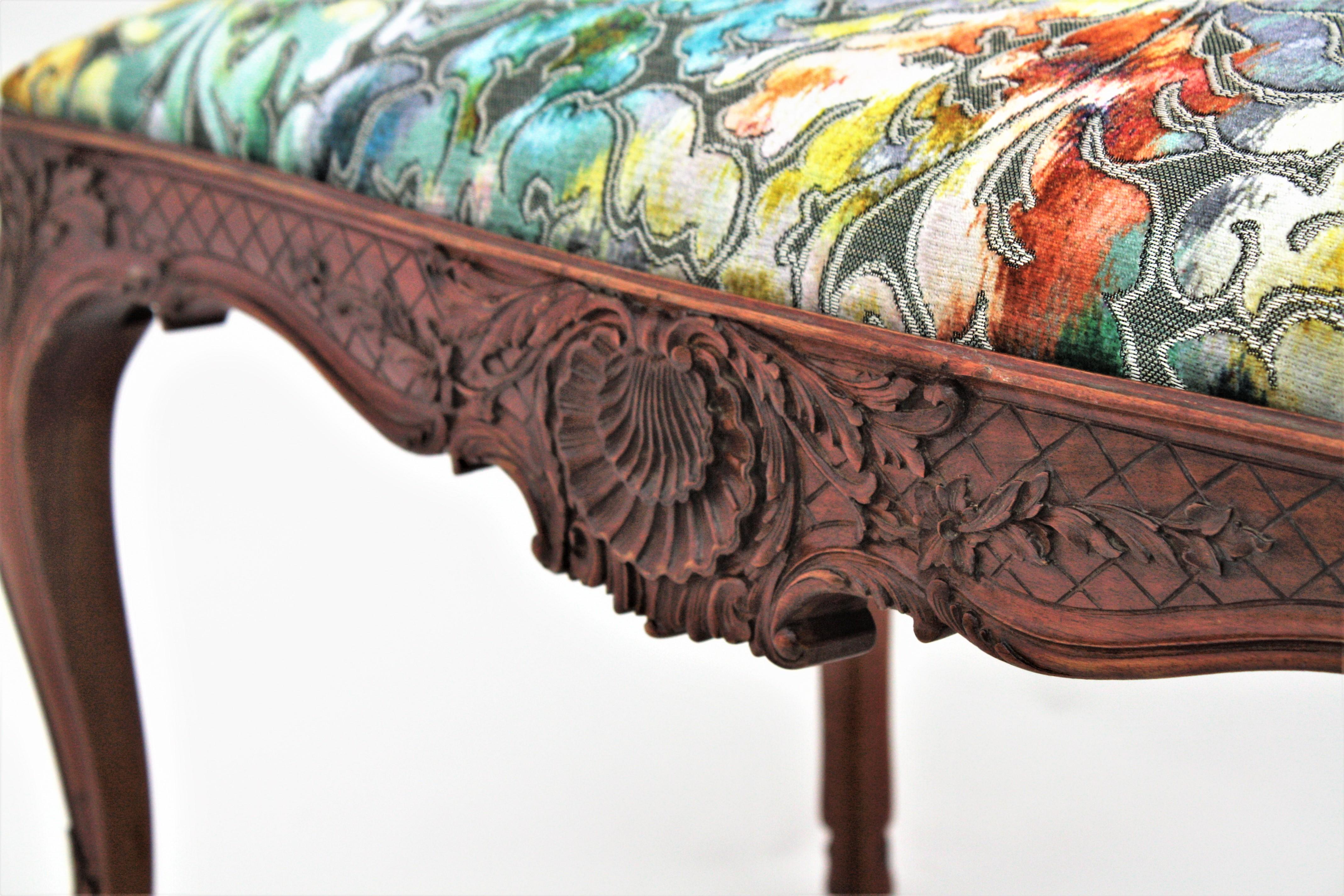 Louis XV Style Upholstered Bench For Sale 5