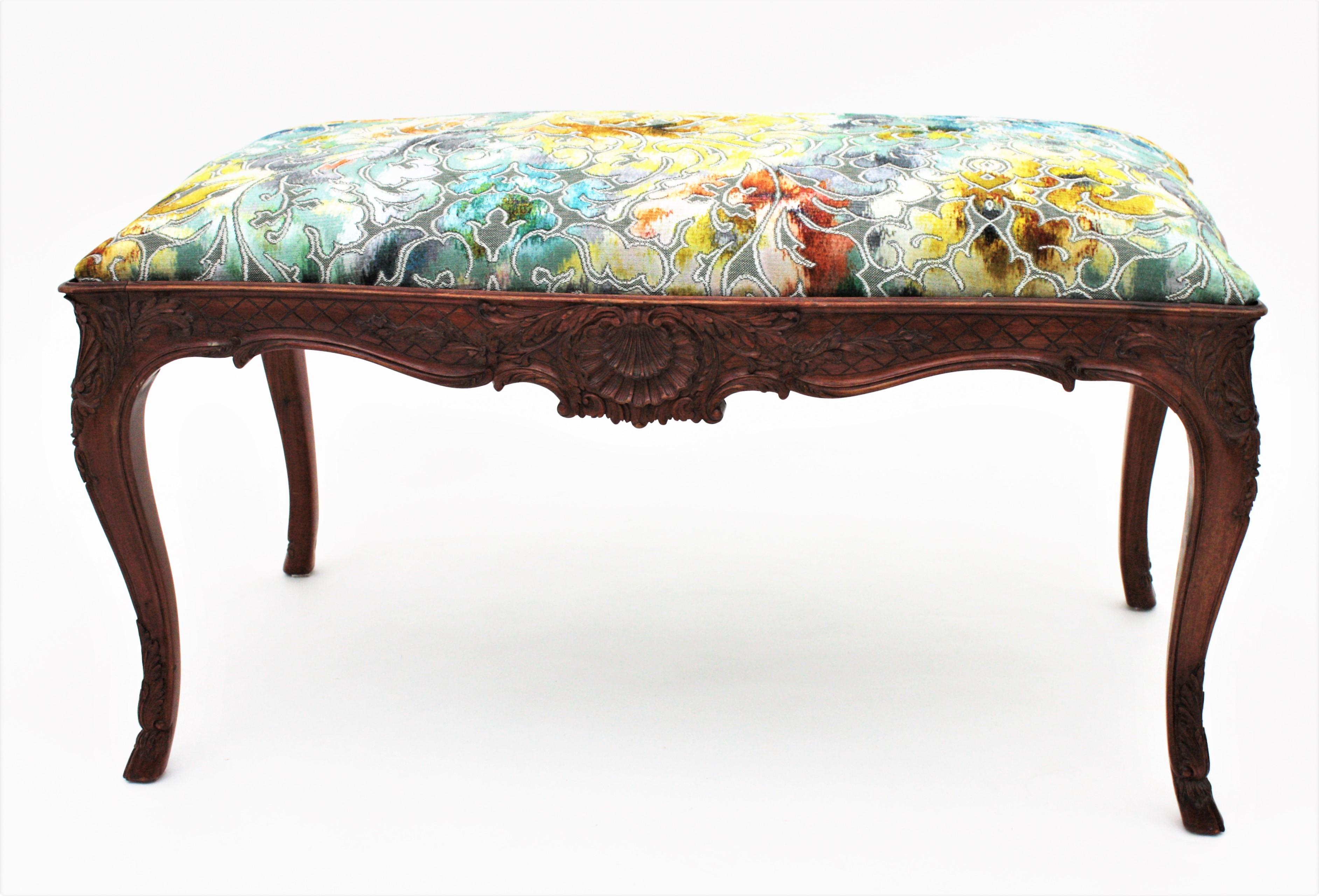 Louis XV Style Upholstered Bench For Sale 6