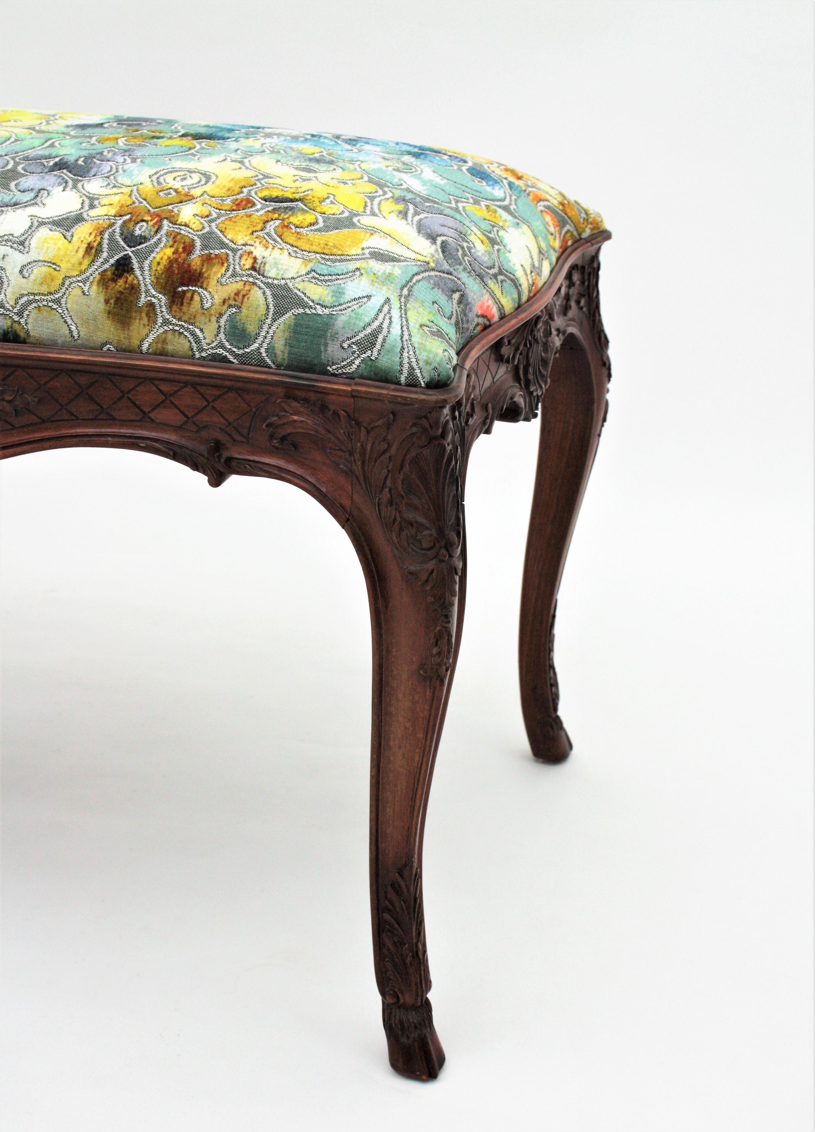 Louis XV Style Upholstered Bench For Sale 8