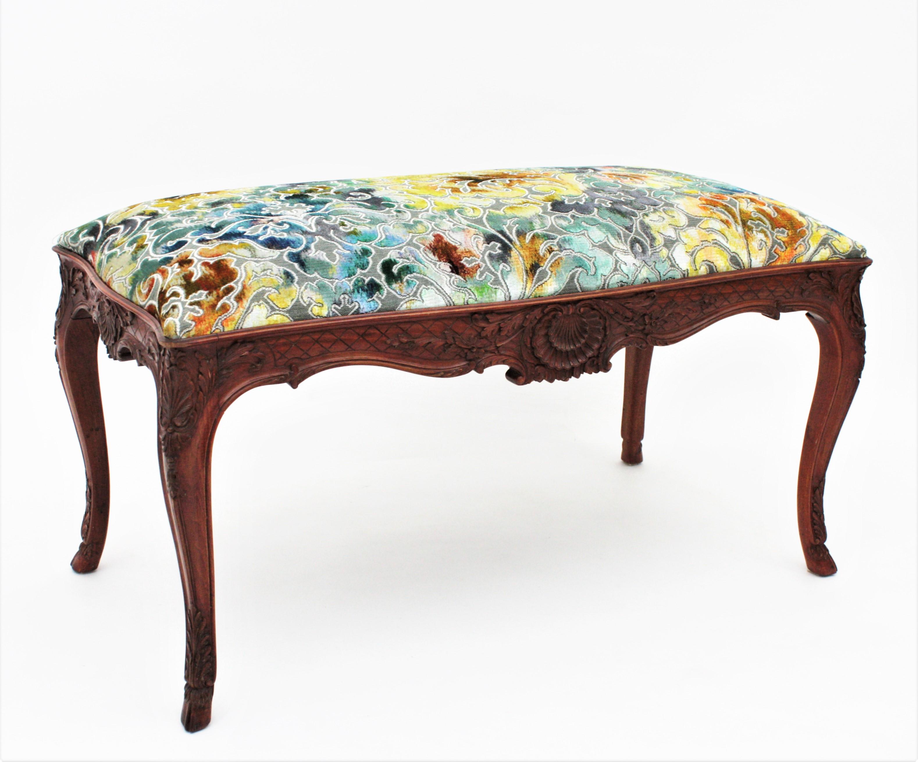 French Louis XV Style Upholstered Bench For Sale