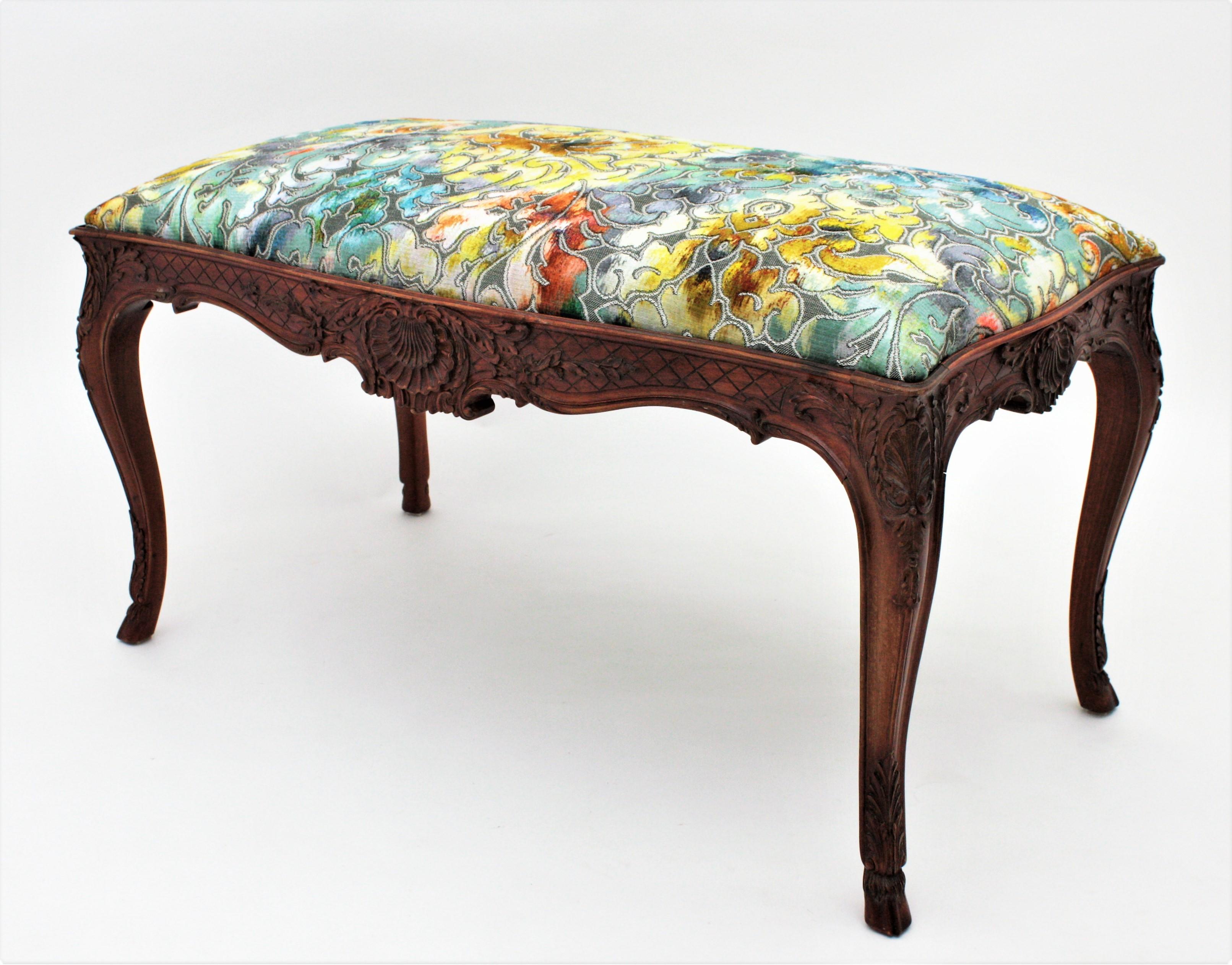 20th Century Louis XV Style Upholstered Bench For Sale
