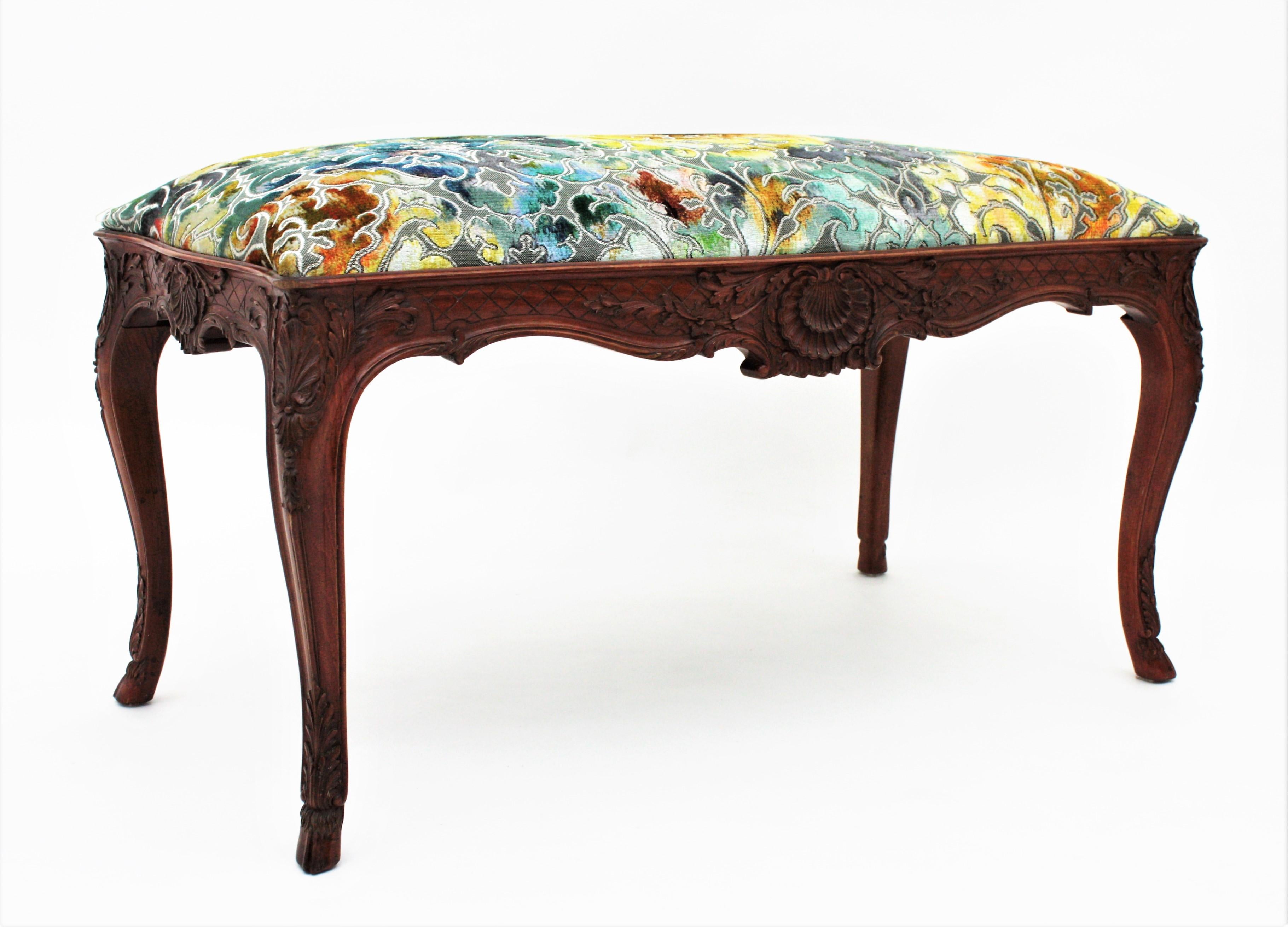Louis XV Style Upholstered Bench For Sale 1