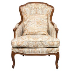 Vintage Louis XV Style Upholstered Bergere