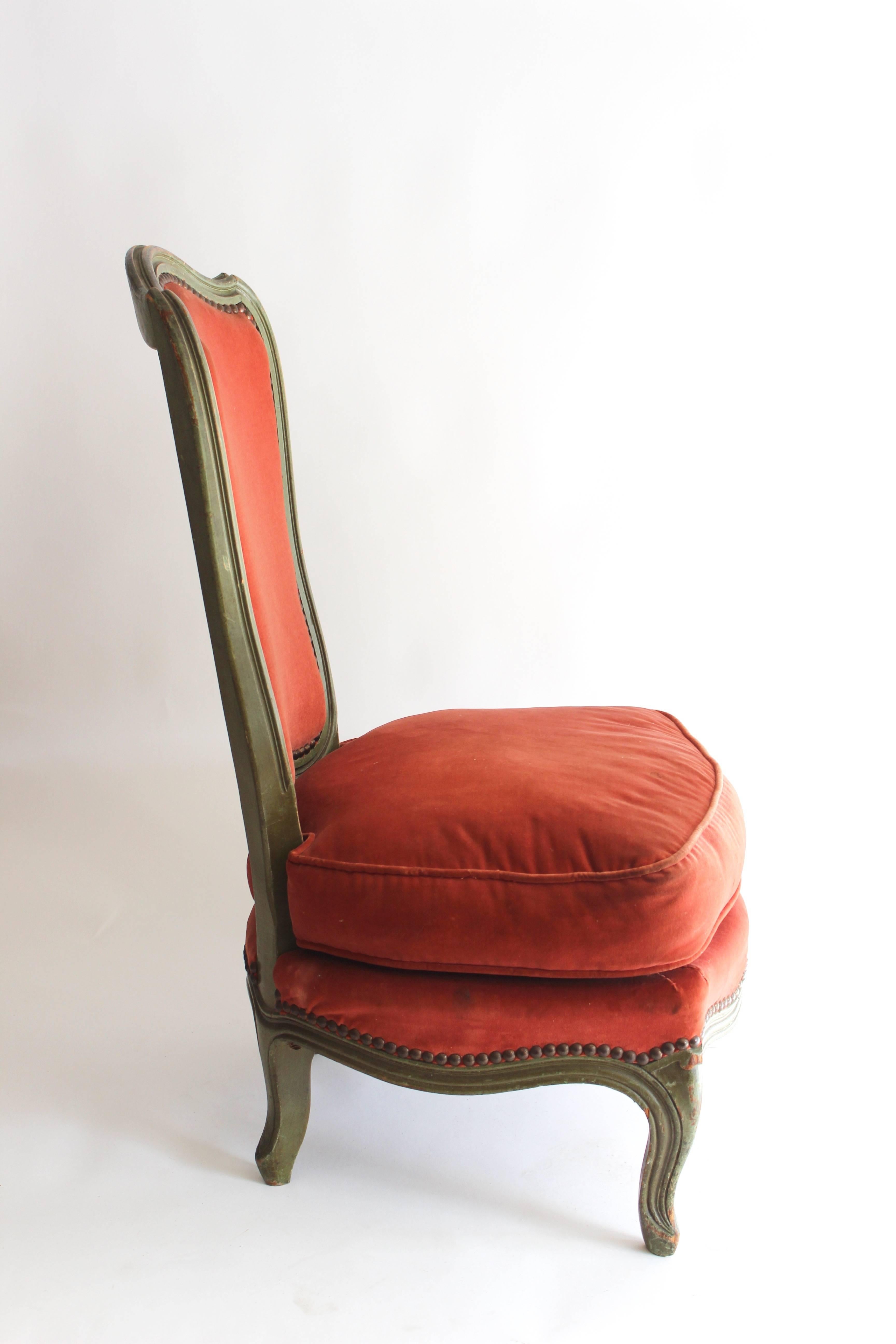 Louis XV Style Upholstered Boudoir Chair In Good Condition In East Hampton, NY