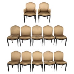 Antique Louis XV Style Upholstered Dining Chairs, 12