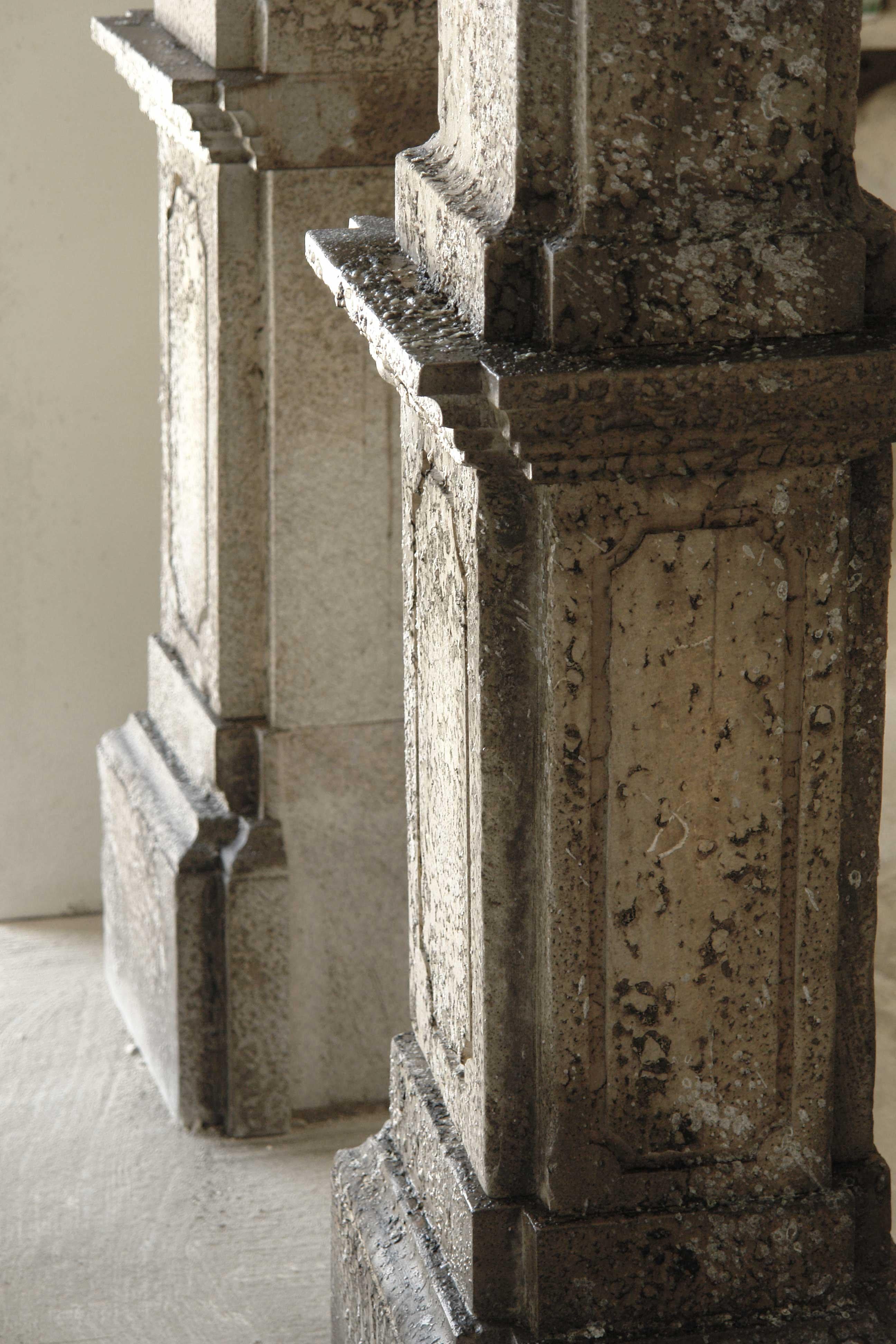 Louis XV Style Urns and Pedestals 'Pair' in Limestone from France In Good Condition For Sale In LOS ANGELES, CA