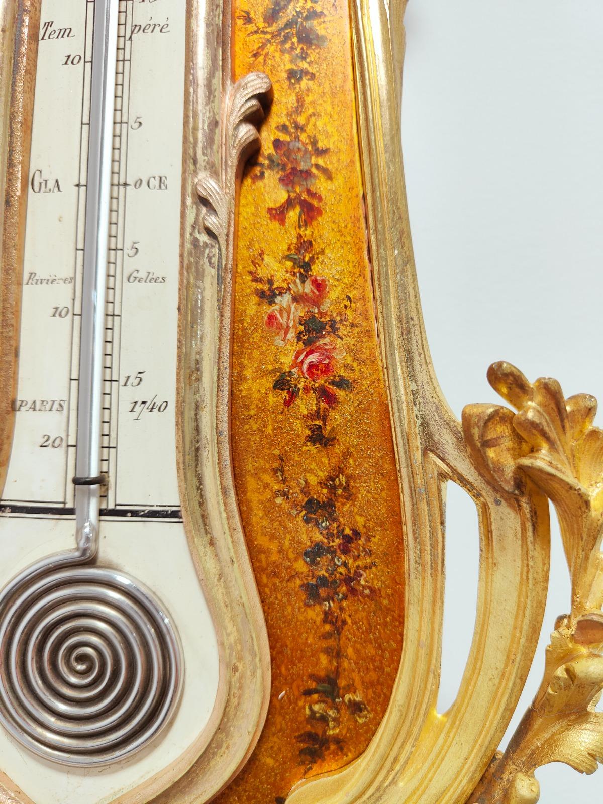 Louis XV Style Vernis Martin Cartel Clock and Thermometer, circa 1740 For Sale 4