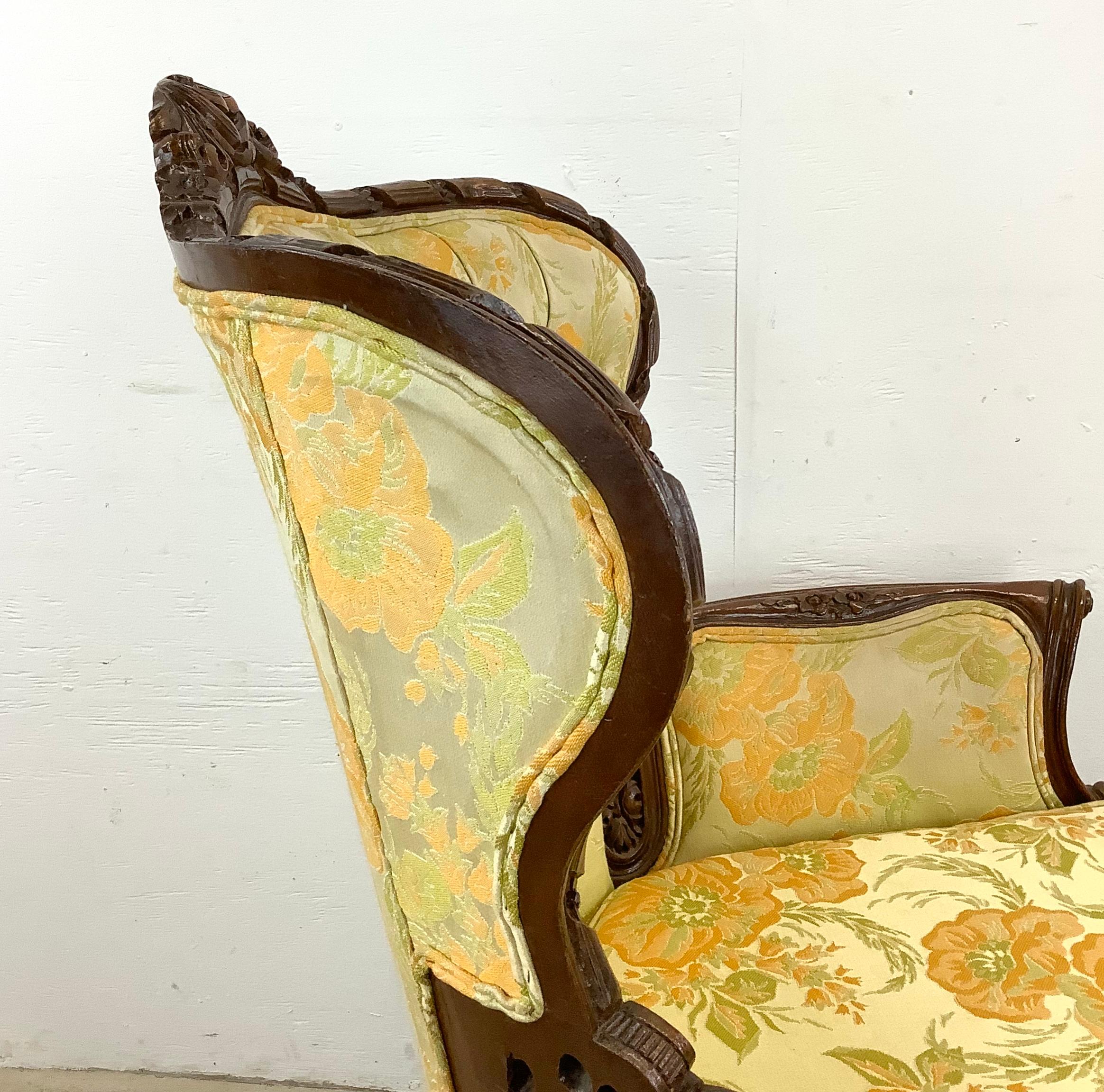 Louis XV Style Vintage Wingback Armchair For Sale 3